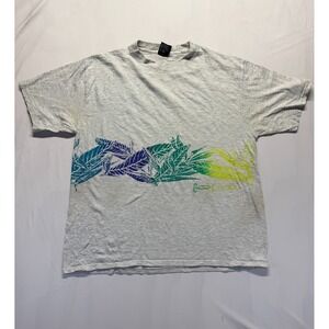 Vintage Gotcha Surf T Shirt Mens XL Heather Gray Graphic Print Neon Leaf Logo